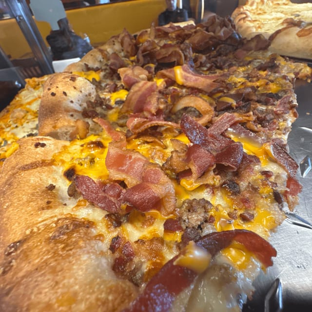 Bacon Bacon Burger Pizza.